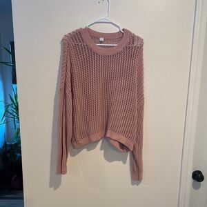 Old Navy Pink Crew Neck Sweater with Ribbed Texture